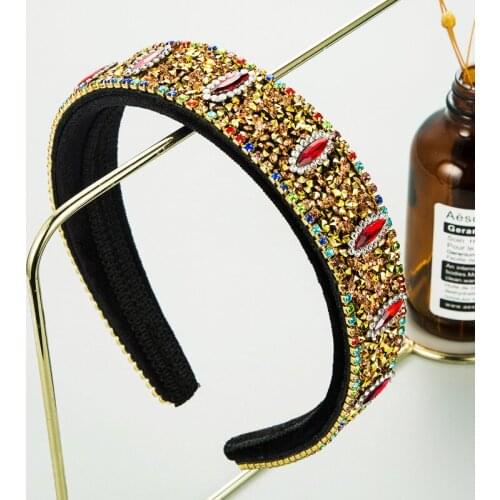 2021 New Bling Full Diamond Rhinestone Headband for Women Colorful Crystal Luxury Hairband Hair Accessories