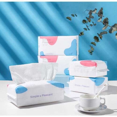 Disposable Removable Cotton Face Wash With Make-Up Remover Wipes Soft Skin-Friendly Wet And Dry 20*20cm Pearl Pattern 70 Pumps