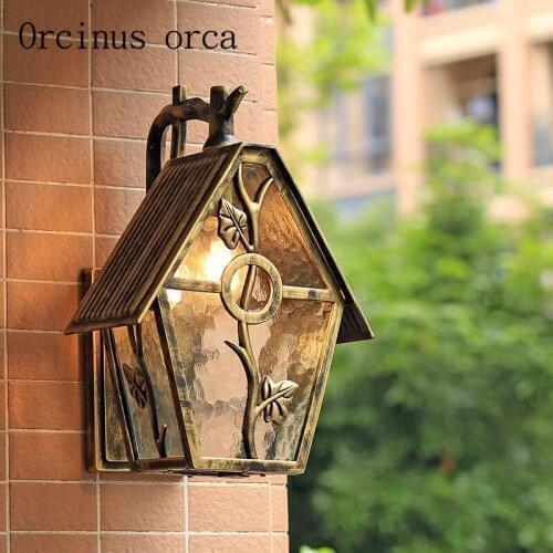 Outdoor balcony waterproof wall lamp European style retro courtyard staircase corridor American bedside bedroom wall lamp