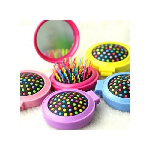 200pcs Portable Beauty Mini Mirror Folding Comb Airbag Massage Round Hair