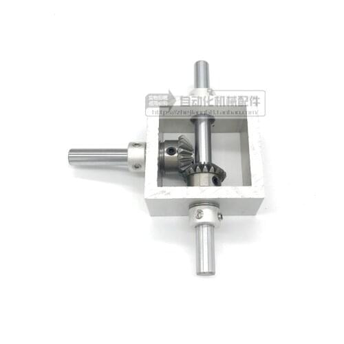 90 degree right angle drive reversing gearbox small bevel gear angle device 1:1 mechanical module double output shaft