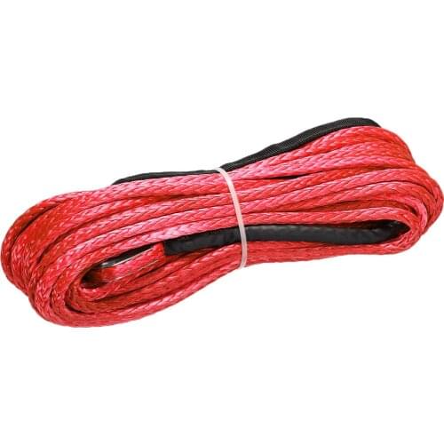 Durable 1/4'' x 50' 6mm*15m Red 7000lbs Synthetic Fiber Winch Rope Cable Line Universal for ATV UTV Off-Road