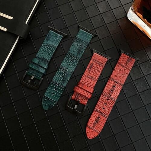 Luxury Leather Watch Strap For Apple Watch 44mm 40mm 42mm 38mm Watchband Retro Watch Bracelet For Apple Watch Series se 6 5 4 3