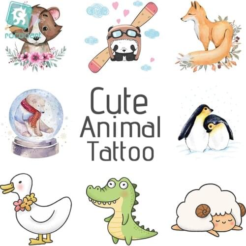 Rocooart Disposable Tattoo Sticker Animals Party Decoration For Baby Kids Birthday Favors Cute Panda Temporary Tattoos Supplies