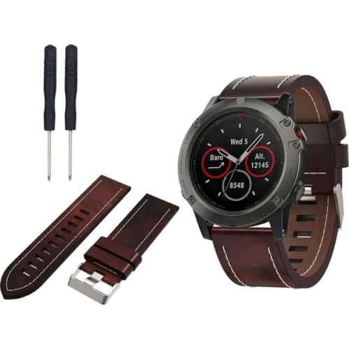 26mm Luxury Leather Watch Bracelet Band Strap for Garmin Fenix 5X / Fenix 3 / Fenix 3 HR