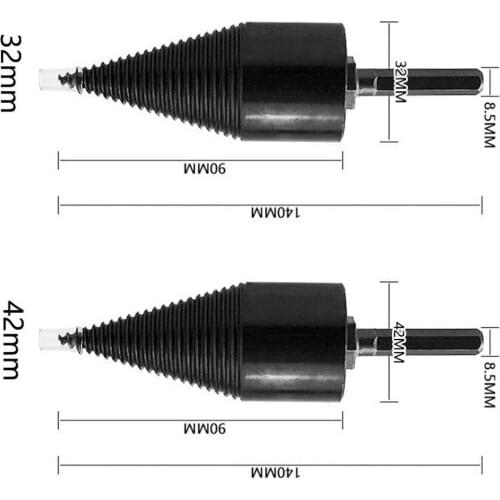 32mm/42mm Wood Splitter Drill Bit High Carbon Steel Round/Hex/Triangle Shank Wood Split Cone Drill Bit Electric Drill Tools