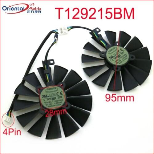 T129215BM T129215SM 12V 0.25A 95mm VGA Fan For ASUS GTX1080Ti GTX1070Ti GTX1050Ti RX580 RX570 RX470 Graphics Card Cooling Fan