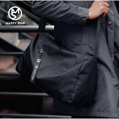 Waterproof Messenger Bag for men Casual Handbag Shoulder Bag Satchel for Unisex Large Size Short Trip bag black 866D
