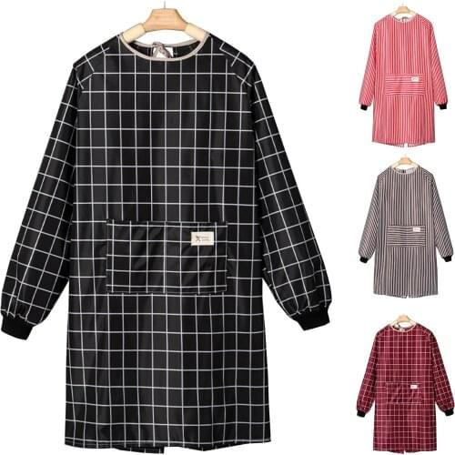 1pc New Long Sleeve Apron with Pocket Waterproof Oilproof Chef Cooking Baking Kitchen Apron For Woman ManWorking Smock
