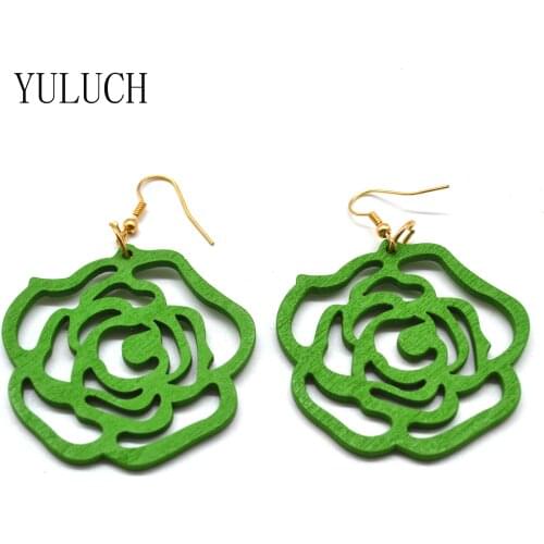 YULUCH Womans Earrings Handmade Hollow Flower Pattern Earrings Alloy Ear Hook 6 Colors Hollow Size 2*2 Cm Fashion Lady Earrings
