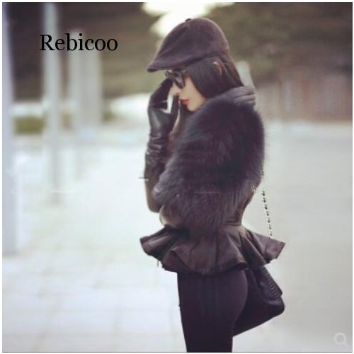Winter Temperament Women Jacket Coat Leather Sheepskin Coat Han Edition Fox Fur Collar Large size Leather Clothes Coat