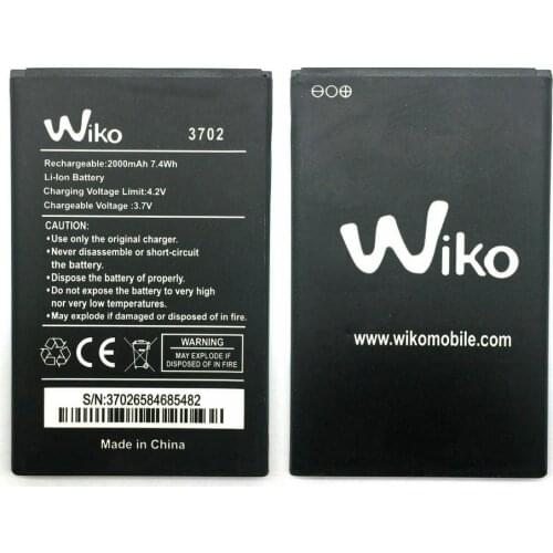 1pcs 100% high quality WIKO 3702 2000mAh Battery For WIKO 3702 Mobile Phone+Tracking Code