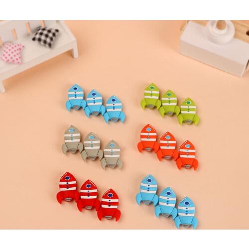 Kovict 10pcs Silicone Bead Cartoon Rocket Shape BPA Free Tiny Rod Food Grade Silicone Bead Baby Teething Toy