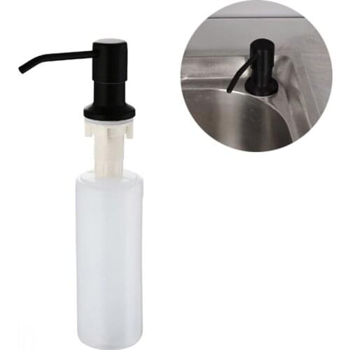 203F 10.14 OZ/300ml Kitchen Sink Soap Dispenser Detergent Dispenser Pump Bathroom Storage Bottle Silver Black