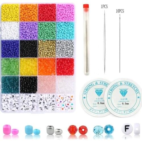 3mm/4mm Jewelry beads set glass seed beads Acrylic Letter Beads Fit DIY Jewelry Making Bracelet Necklace Accessories 5000pcs/box