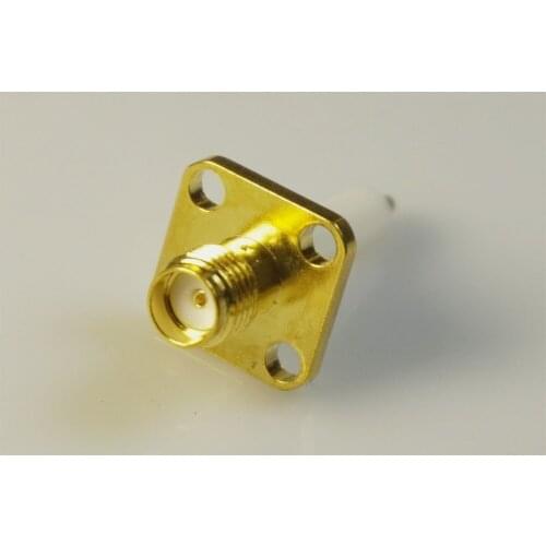 50 pcs SMA Connector Jack Female Socket 50 Ohm Panel Mount Solder Flange Threaded 27.80 mm Height Gold Plate Extended Insulation