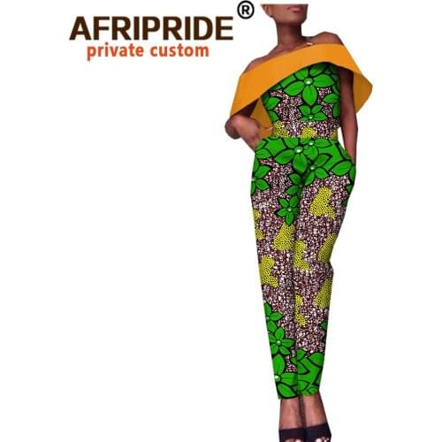 African clothes for women jumpsuit slash neck casual women cotton jumpsuits print bodysuit ankara romper floral attire A1829008