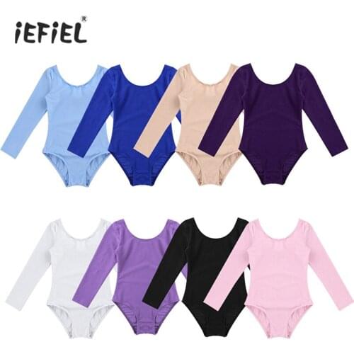 Children Girls Long Sleeves Ballerina Ballet Dress Costume Bodysuits Gymnastics Leotard Kids Tutu Ballet Dancer Dress Dancewear