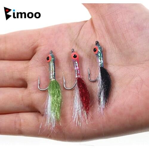 Bimoo 6pcs 4# Minnow Fly Freshwater Saltwater Fishing Flies with Stainless Steel Hook Fly Fishing Lure Bait for Trout Bass Pike
