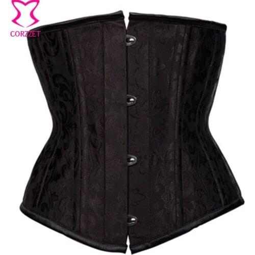 Black Jacquard Gothic Corset Underbust Corselet Corpetes E Espartilhos Plus Size Korsett For Women Sexy Corsets and Bustiers