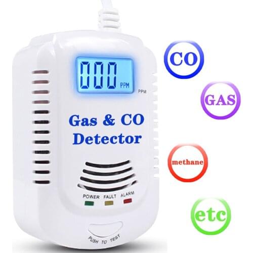 Sensitive Gas Leak Detector Carbon Monoxide LED Display 2 in 1 Natural Gas Sensor Propane Butane EU Plug Lpg Security Alarm