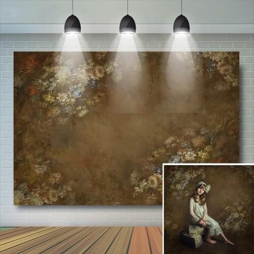 Brown Art Portrait Photography Background Flower Younger Girl Retro Photocall Backdrop Kids Birthday Decoration Photostudio