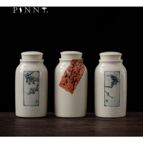 PINNY Plant Ash Glaze Ceramic Tea Jar Chinese Kung Fu Tea Accessories Food Storage Containers
