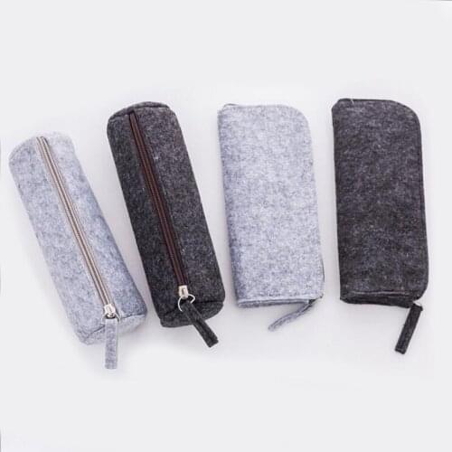 Contract classical felt pencil bag solid color kawaii fabric pencil case creative storage Childrens stationery Gift G197