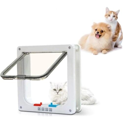 Creative Cat Flap Door with 4 Way Lock Security Flap Door for Dog Cat Kitten Small Pet Gate Door Kit Cat Door
