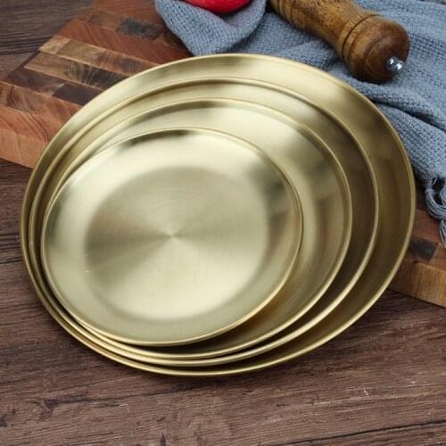 Kitchen Special high-quality Round shape tableware Korean Serving Dish Round Plate Cake Tray Steak Tray setSushi tray