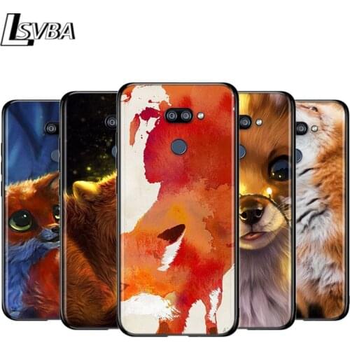 Cute Cartoon Animal Fox For LG K22 K71 K61 K51S K41S K30 K20 2019 Q60 V60 V50S V50 V40 V30 G8S G8 X ThinQ Black Phone Case