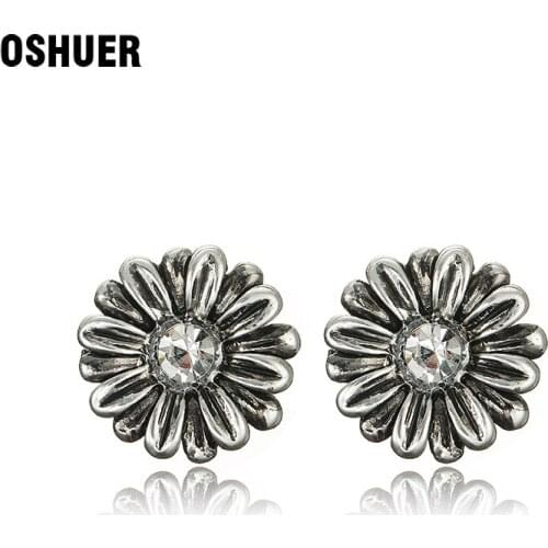 OSHUER Fashion Zinc Alloy vintage flower Stud Earrings Jewelry Accessories Feminino Brincos Femme Earrings