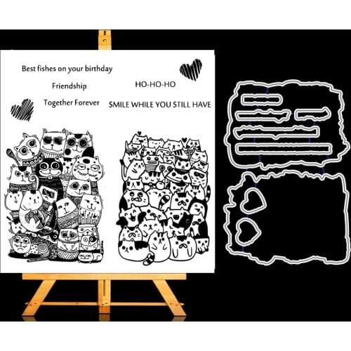 ZhuoAng Lovely Dogs Animal Metal Cutting Dies and Clear Stamp Set for DIY Scrapbooking Photo Album Decoretive Embossing Stencial
