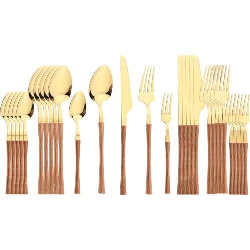 20/30Pcs Gold Cutlery Set Stainless Steel Dinnerware Set Kitchen Flatware Set Knife Fork Spoon Tableware Set Dishwasher Safe