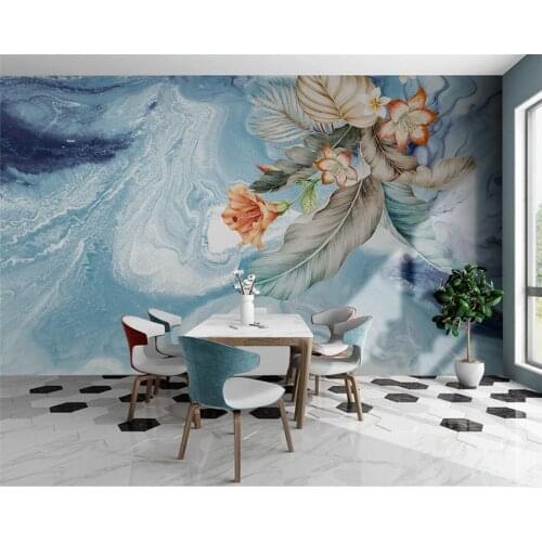 Nordic abstract plant leaf photo mural wallpaper restaurant cafe bedroom background 3D wall covering decoration poster sticker