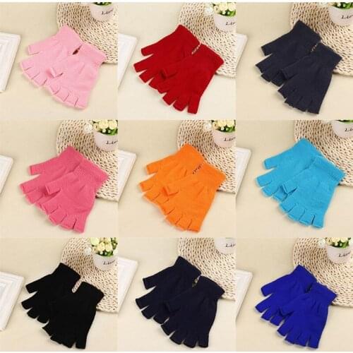 Novelty Winter Flashing Men Women Knitted Stretch Elastic Warm Half Finger Fingerless Gloves