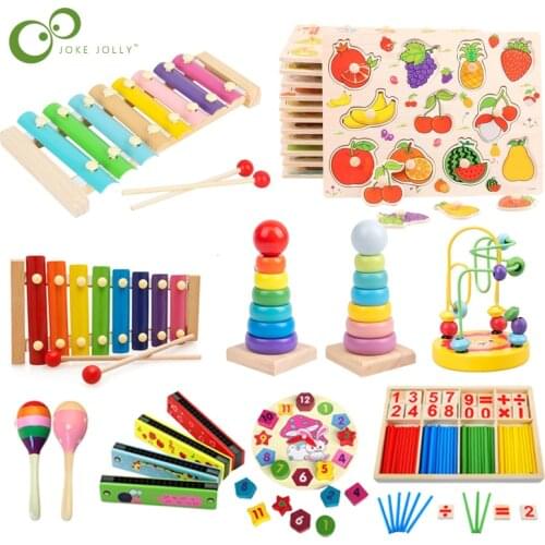 Montessori Educational Toy Wooden Musical instrument toy Toy Xylophone Baby Rattles Children Kids Baby Musical Funny Toys