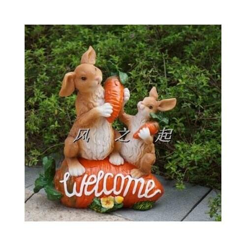 Resin handicraft gardening sketch animal garden rabbit welcome card decoration lovers contracted merry christmas home