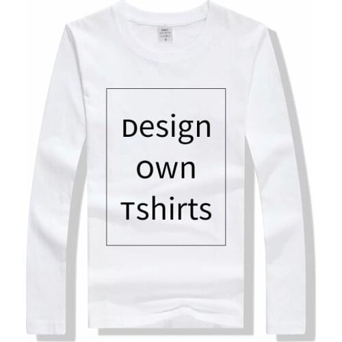 Custom Printed T Shirts Cotton Long Sleeve Solid Tops Tees Men Casual Tshirts Design Own T-shirts For Couples Family Class Team