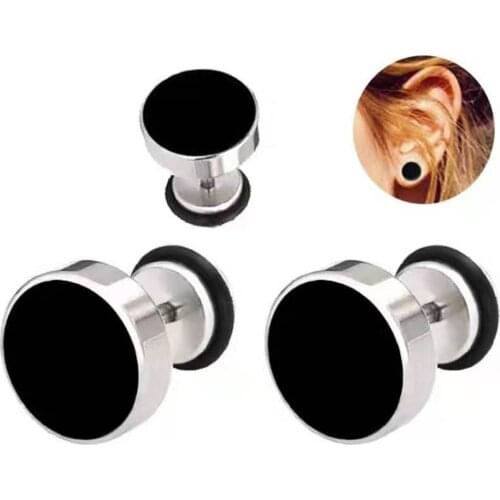 1Pair Round Shape Stainless Steel Silver Plated Stud Earrings Women Men Ear Jewelry Accessory Piercing Boy Girl Gift Brincos