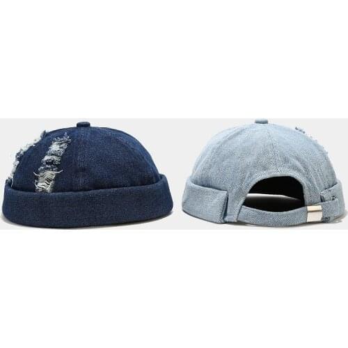 Mens Hip Hop Caps Womens Hat Mens Street Hipster Hip-hop Landlord Hat Without Eaves Hole Melon Leather Hat