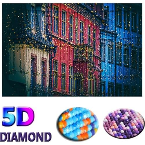 Resin 5D Diamond Painting Street Scenery kit Mosaic Full Drill Embroidery Stars Landscape Round Cross Stitch Decoration