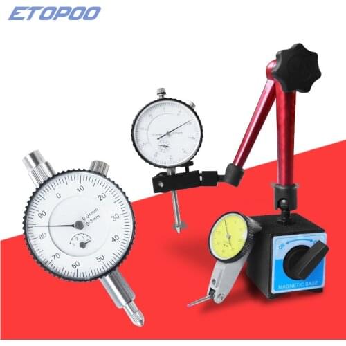 Accurate Dial Gauge Test Indicator with Dovetail Rails Mount 0-0.8mm 0.01mm Universal Magnetic Base Holder Measurement Tools