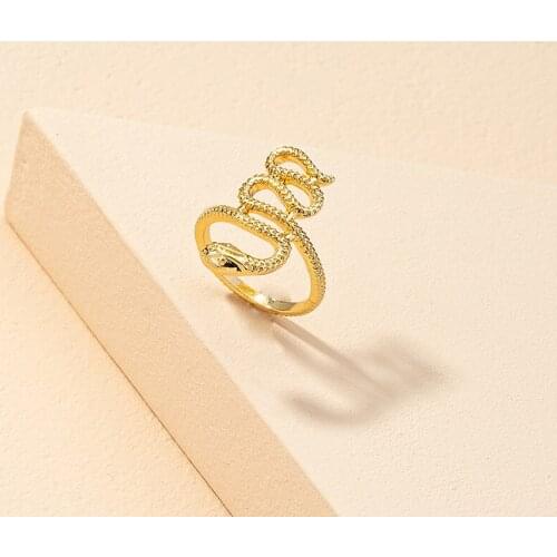 Punk Gold Snake Rings for Men Women Unique Twist Animal Bijoux Girls Adjustable Metal Finger Bangle Fashion Party Jewelry Anel