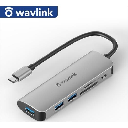 Wavlink USB-C Hub USB 3.0 Hub 5Gbps High Speed Multi USB Splitter Slot PD for Laptop MacBook Pro/Air 2018 - 2020 Use