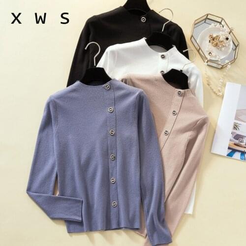 Womens Sweaters 2020 Winter Tops Turtleneck Sweater Button Pullover Jumper Knitted Sweater Pull Femme Hiver Truien Dames New