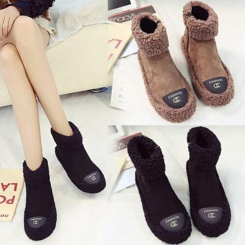 2020 winter Snow boots girl 2020 new student wool thermal plush cotton womens flat bottom curly short boots