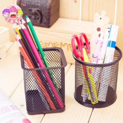 1 pcs High Quality Pen holder Office Organizer Round/Square Cosmetic Pencil Pen Holders Stationery Container Office Supplies