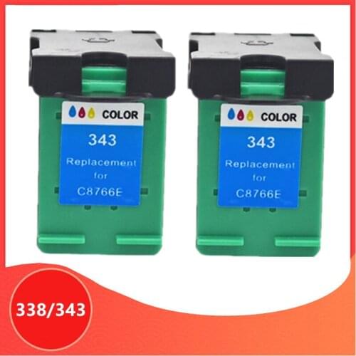 2 X Color Replacement for hp 338 343 for hp338 for hp343 Ink Cartridge for hp Deskjet 460C 5740 6520 6540 6840 Photosmart 8150