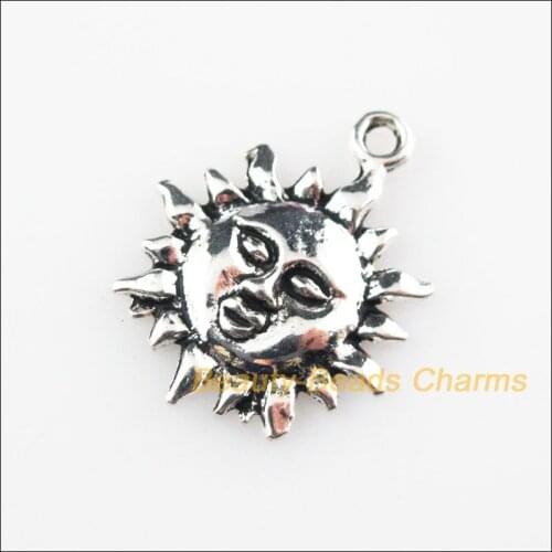 20Pcs Tibetan Silver Color Smile Face Sun Charms Pendants 18.5x23mm